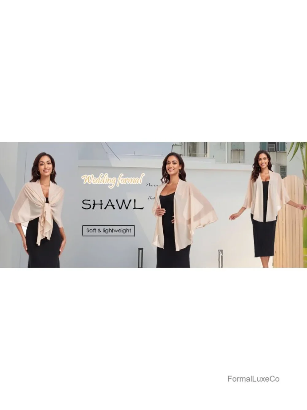 Chiffon Shawl Wrap for Women Evening Dress Soft Capelet Bridal Cover Up